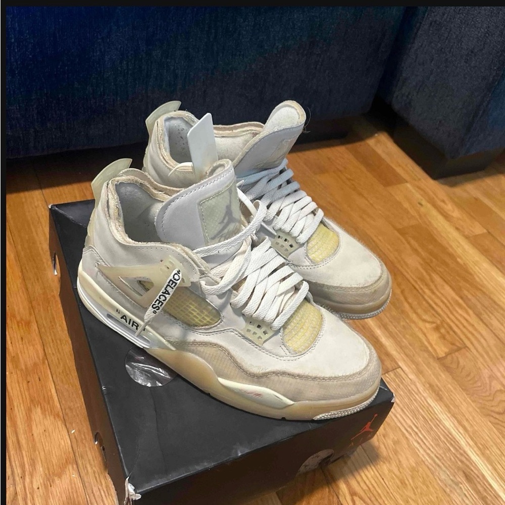 Off-White Air Jordan 4 in Sail/Cream Tones